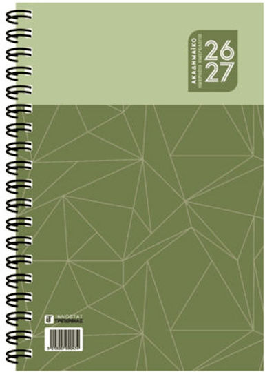 Innostat Daily Academic Agenda 2026/27 Green Spiral 14x21cm