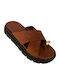 Leather Women's Flat Sandals Flatforms Brown