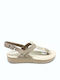 Leder Flache Damen Sandalen Beige