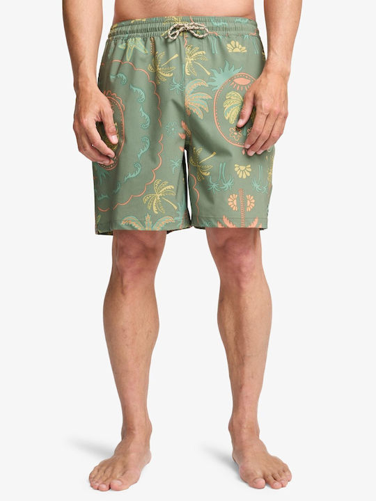 Wasted Times Layback Men's Swimwear Bermuda Green with Patterns