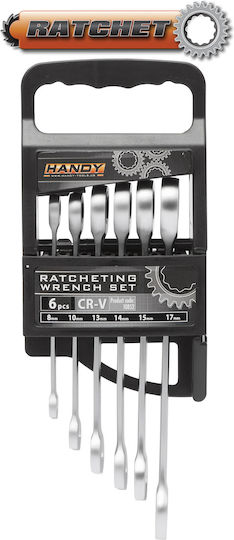 Ratchet Combination Wrench Set 8-17 Mm Chrome Vanadium Steel 6 Pieces