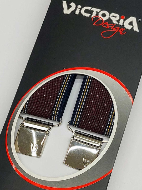 Men's Suspenders Victoria 35mm 4 Clips 63036-597d Bordeaux