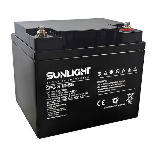 SunLight Baterie Fotovoltaice GEL Tip Închis Ciclu Adânc 12V 55Ah C10 SPG12-55