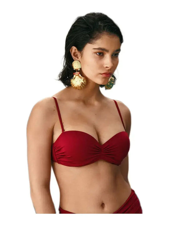 Rock Club Strapless Bikini Top Burgundy