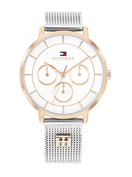 Tommy Hilfiger Tea Ανδρικό Ρολόι 36mm Μπαταρίας με Ασημί Μεταλλικό Μπρασελέ