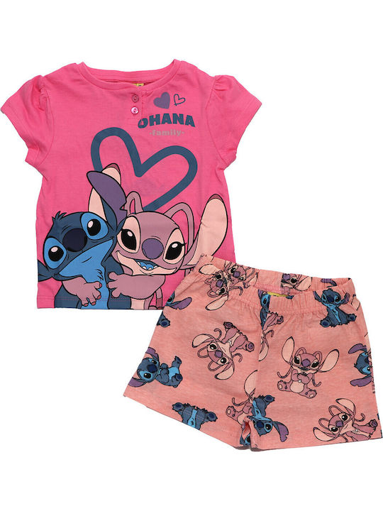 Disney Kids Summer Pyjamas Pink Lilo & Stitch