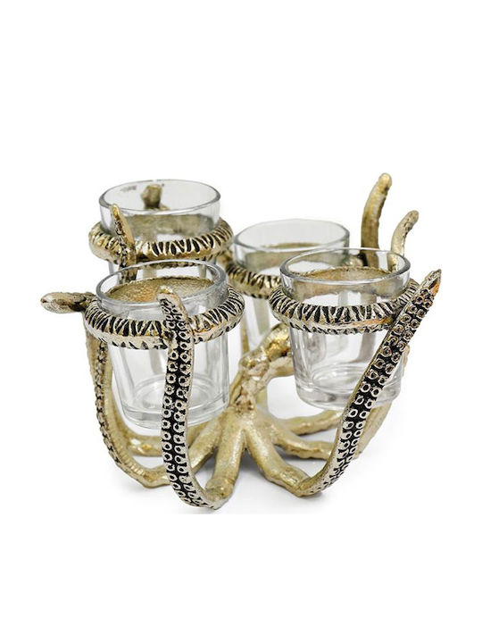 Atmosphera Octopus Кандилник от Алуминий в Жълт Цвят 19x17см