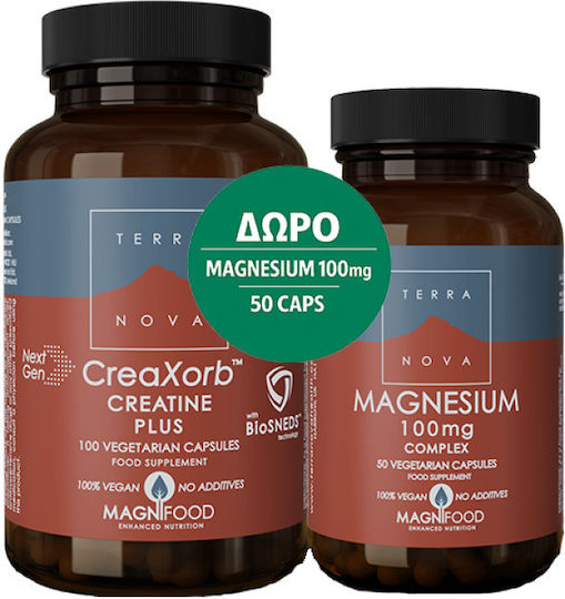 Terranova Promo Creaxorb Creatine Plus Muscle Mass Enhancement 100 Capsules & Magnesium 100mg Complex 50 Capsules