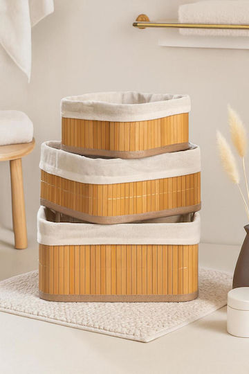 SteweHome Aufbewahrungskorb Bamboo Weiß 3 Stück