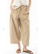 Women's Pantaloons with Rubber Band in Loose Fit Beige