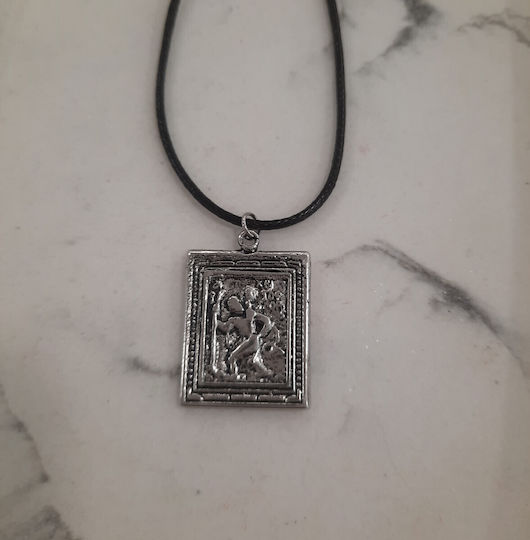Pendant Talisman Virgin Mary Saint Christopher Black Cord