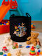 SteweHome Kinder Aufbewahrungskorb Klappbar aus Stoff Schwarz 38x38cm