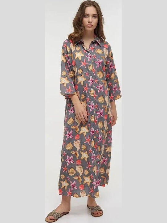 Ble Resort Collection Γυναικείο Φόρεμα Παραλίας Γκρι
