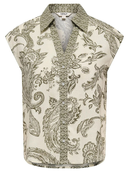 Only Ärmelloses Damenhemd in Beige