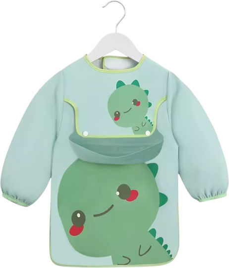 Queen Mother Cute Dino Αδιάβροχη Ποδιά Υφασμάτινη με Μανίκια Πράσινη