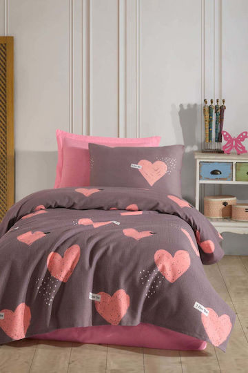 SteweHome Κουβέρτα Πικέ Μονή 160x230εκ. Ροζ