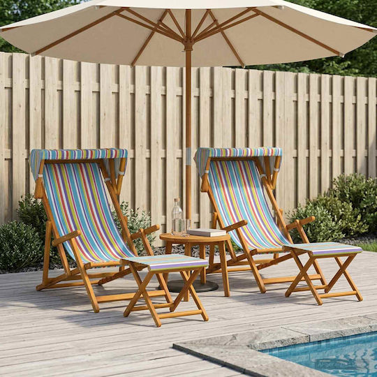 vidaXL Wooden Outdoor Chair Multicolour with Cushion 4 Pieces 67.5x113x103cm