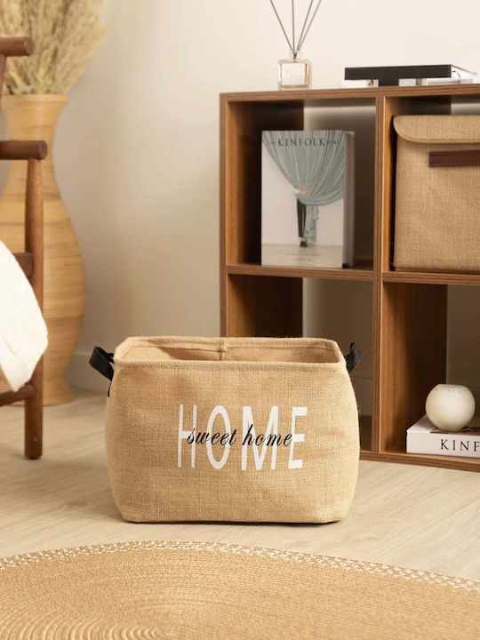 SteweHome Διακοσμητικό Καλάθι Ψάθινο Καφέ 37x27x25εκ.