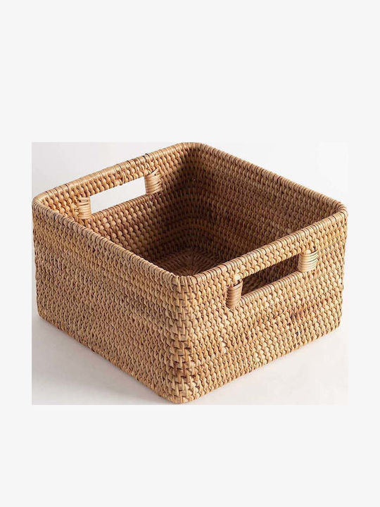 SteweHome Διακοσμητικό Καλάθι Ψάθινο Μπεζ 27x25x15εκ.