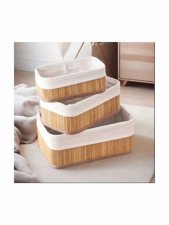 SteweHome Set Coșuri Decorative Bambus Bej 26x26cm 3 Bucăți