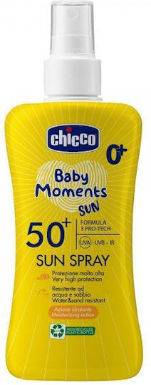 Chicco Baby Moments SPF50 Waterproof Infant Sunscreen Spray for Face & Body 150ml