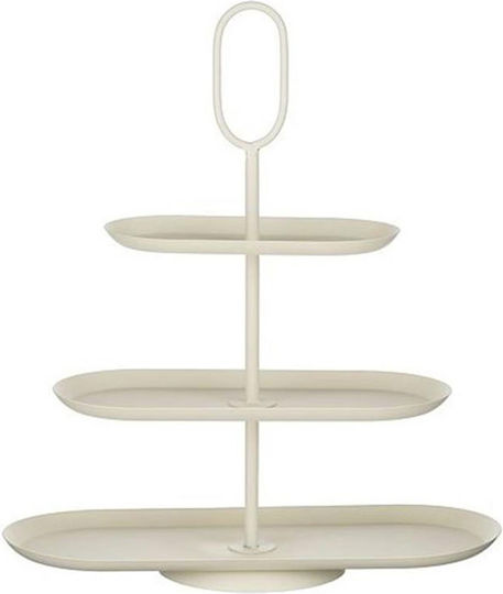 Atmosphera Metallic Tiered Appetizer Stand White W48xL20xH55cm