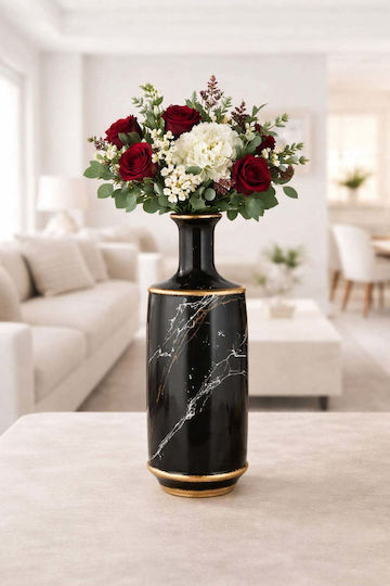 SteweHome Decorative Black Ceramic Vase