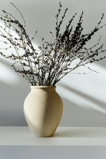 SteweHome Decorative Stone Beige Vase Y24cm