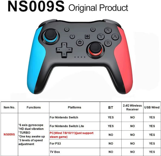 NS009S Wireless Gamepad for Switch Grey