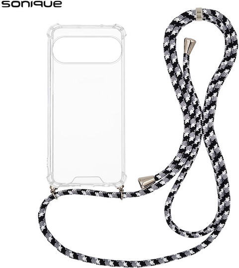 Калъф Силиконов С Връв Sonique Armor Clear Google Pixel 9 Pro XL 5G Rainbow Черен