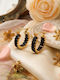 Gold Plated Steel Hoop Earrings with Black Stones