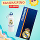 Sevenworld Geschenkset Trinkflasche Real Madrid 500 ml Kinder-Strandtuch Blau 140x70cm
