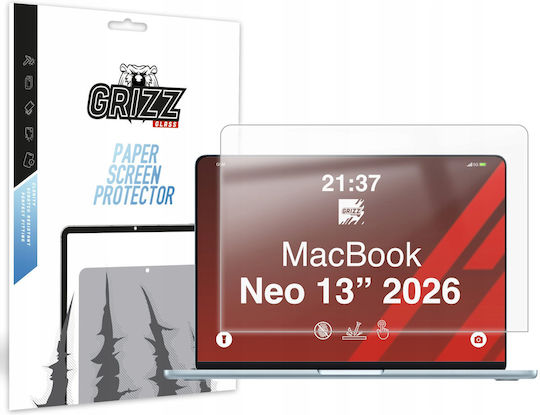 Grizzglass Paperscreen Protective Film Compatible Macbook Neo 13 Inch 2026 Transparent