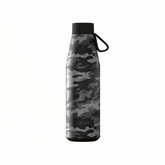 Estia Flow Save the Aegean Recyclable Thermos Bottle Stainless Steel BPA Free 500ml Dark Camo