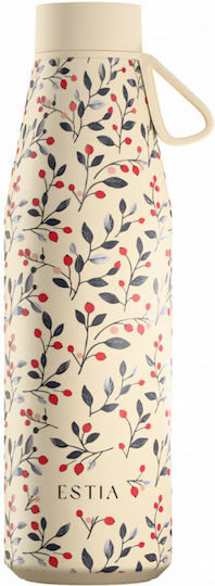 Estia Flow Save the Aegean Recyclable Thermos Bottle Stainless Steel BPA Free 500ml Bloom Beige