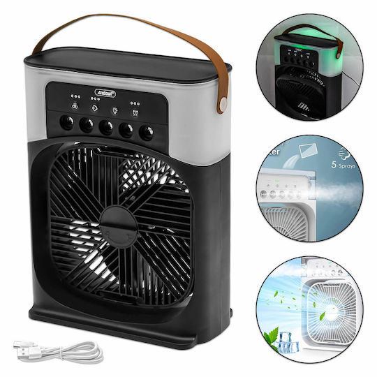 Andowl Desktop USB 5V 10W 3-Speed Mist Fan RGB Lighting Timer 200x108x258mm Black Q-Z101