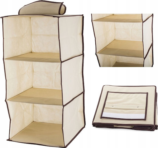 Wardrobe Organizer 1023 Υφασμάτινη Κρεμαστή Ραφιέρα Ρούχων σε Μπεζ Χρώμα