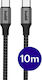 Buddi Flex Braided Cable USB-C male - USB-C 60W Μαύρο 10m