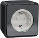 Surface Single Power Socket Waterproof Grey