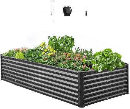 Vevor Ζαρντινιέρα Μεταλλική Σκούρο Γκρι 240x120x60εκ.