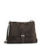Damen-Ledertasche im Messenger-Stil Suede Chocolate Brown