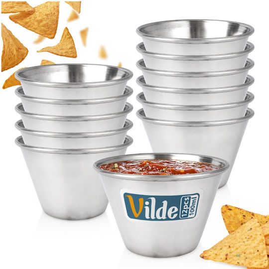Vilde Bol De Servire Pentru Baie Rotund Inox Argintiu Cu Diametru 7 Cm 12 Bucăți