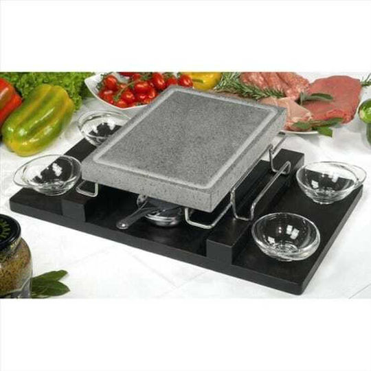 Convivio Rectangular Volcanic Stone Stainless Steel Support 18/10 Wooden Board 21x29cm Ilsa Italy