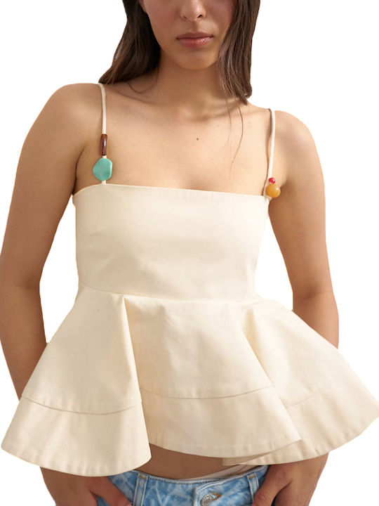 Topshop Damenbluse Baumwollärmellos mit Reißverschluss Beige 31001260-Beige Topshop Damenbluse Baumwollärmellos mit Reißverschluss Beige 31001260-Beige
