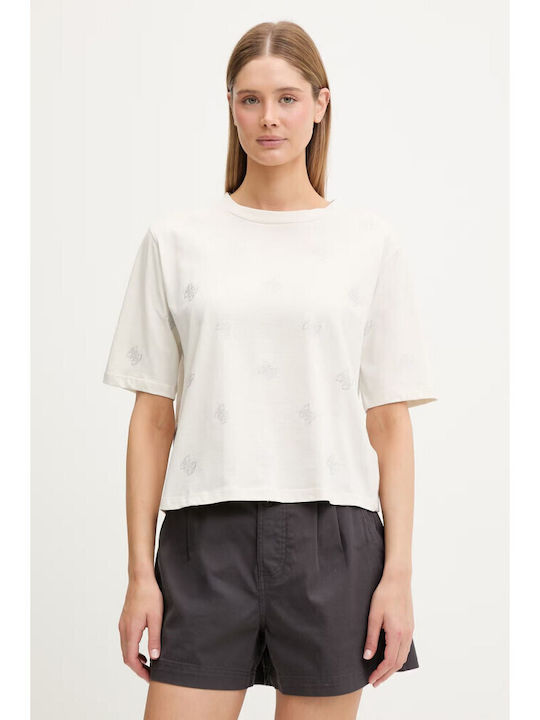 Guess Γυναικείο Crop T-shirt Εκρού
