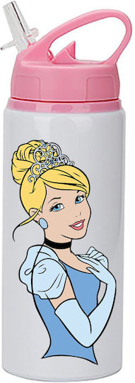 Παγούρι Cinderella Σταχτοπούτα 600ml Λευκό Ροζ Καπάκι