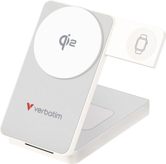 Verbatim Charge 'n' Go Qi2 Power Bank 10000mAh 30W With USB-C Output Port White