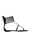 Leather Women's Flat Sandals Black