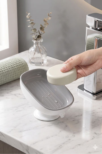 SteweHome Plastic Soap Dish With Suction Cup Grey