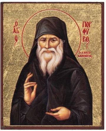 Saint Porphyrios the Kavsokalyvite Canvas Icon Gold Background 6 X 5 Cm